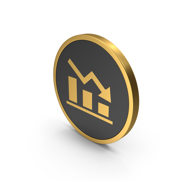Gold Icon Graph Chart Down PNG & PSD Images