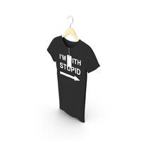 Female Crew Neck Hanging With Tag Black Im With Stupid PNG & PSD Images