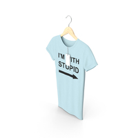 Female Crew Neck Hanging With Tag Blue Im With Stupid PNG & PSD Images