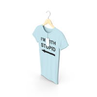 Female Crew Neck Hanging With Tag Blue Im With Stupid PNG & PSD Images