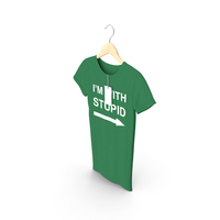 Female Crew Neck Hanging With Tag Green Im With Stupid PNG & PSD Images
