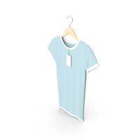 Female Crew Neck Hanging With Tag White and Blue PNG & PSD Images