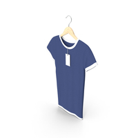 Female Crew Neck Hanging With Tag White and Dark Blue PNG & PSD Images