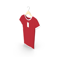 Female Crew Neck Hanging With Tag White and Red PNG & PSD Images