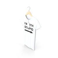 Female Crew Neck Hanging With Tag White Im With Stupid PNG & PSD Images
