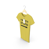 Female Crew Neck Hanging With Tag Yellow Im With Stupid PNG & PSD Images