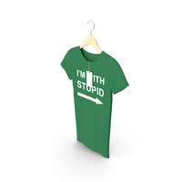 Female Crew Neck Hanging With Tag Green Im With Stupid PNG & PSD Images