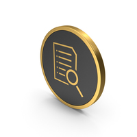 Gold Icon Document With Magnifying Glass PNG & PSD Images