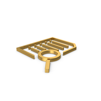 Gold Symbol Document With Magnifying Glass PNG & PSD Images