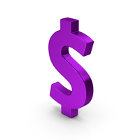 Symbol Dollar Purple Metallic PNG & PSD Images