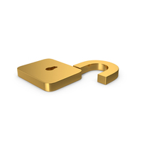 Gold Symbol Unlocked Padlock PNG & PSD Images