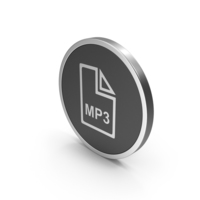 银色图标MP3文件PNG和PSD图像