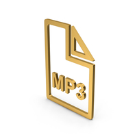 符号mp3文件金PNG和PSD图像