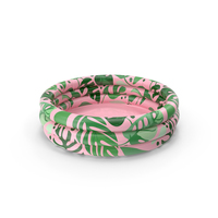 Pool Float with Tropical Leafs on Pink Background PNG & PSD Images