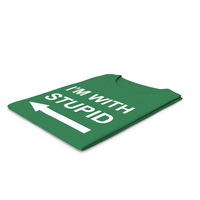 Female Crew Neck Folded Green Im With Stupid PNG & PSD Images
