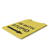 Female Crew Neck Folded Yellow Im With Stupid PNG & PSD Images