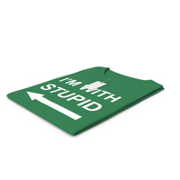 Female Crew Neck Folded With Tag Green Im With Stupid PNG & PSD Images