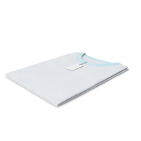 Female Crew Neck Folded With Tag White and Blue PNG & PSD Images