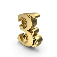 Golden Candle Number 3 PNG & PSD Images