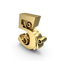 Golden Candle Number 5 PNG & PSD Images