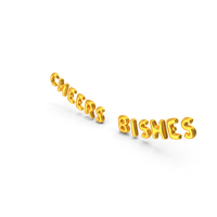 Foil Balloon Words Cheers Bishes Gold PNG & PSD Images