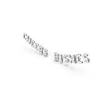 Foil Balloon Words Cheers Bishes Silver PNG & PSD Images