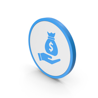 Icon Money Bag In Hand Blue PNG & PSD Images