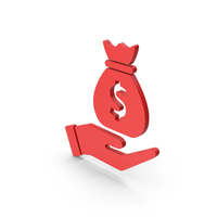 Symbol Money Bag In Hand Red PNG & PSD Images