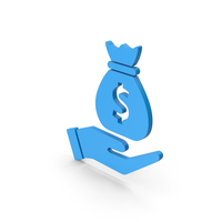 Symbol Money Bag In Hand Blue PNG & PSD Images