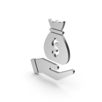 Symbol Money Bag In Hand Silver PNG & PSD Images
