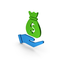 Money Bag In Hand Green Blue Metallic PNG & PSD Images