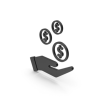 Symbol Dollar In Hand Black PNG & PSD Images