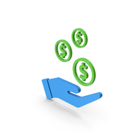 Symbol Dollar In Hand Blue Green PNG & PSD Images