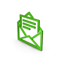 Letter Opened Green Metallic Symbol PNG & PSD Images