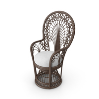 Peacock Rattan Fabric Armchair PNG & PSD Images