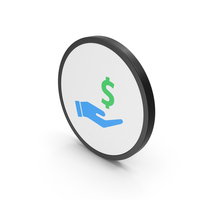 Icon Dollar In Hand Blue Green PNG & PSD Images