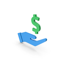 Symbol Dollar In Hand Blue Green PNG & PSD Images