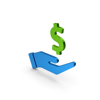 Dollar In Hand Blue Green Metallic PNG & PSD Images