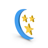 Symbol Moon With Stars Blue Yellow PNG & PSD Images
