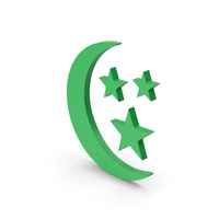 Symbol Moon With Stars Green PNG & PSD Images