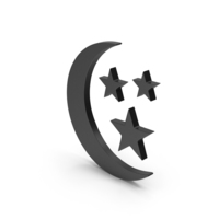 Symbol Moon With Stars Black PNG & PSD Images