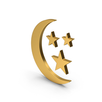 Symbol Moon With Stars Gold PNG & PSD Images