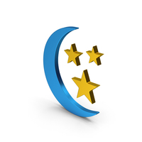Moon With Stars Blue Metallic PNG & PSD Images