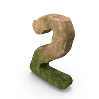 Number 2 Mossy Stone Stylized PNG & PSD Images