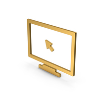 Symbol Monitor With Arrow Gold PNG & PSD Images