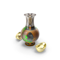 Chinese Gold Ingot and Vase PNG & PSD Images