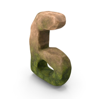 Number 6 Mossy Stone Stylized PNG & PSD Images