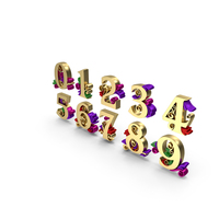 Multi Color Numbers Golden PNG & PSD Images