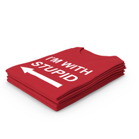 Female Crew Neck Folded Stacked Red I'm With Stupid PNG & PSD Images
