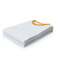 Female Crew Neck Folded Stacked White and Orange PNG & PSD Images